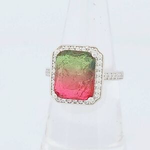 Sterling Silver 6.20ctw Watermelon Quartz Ring sz7